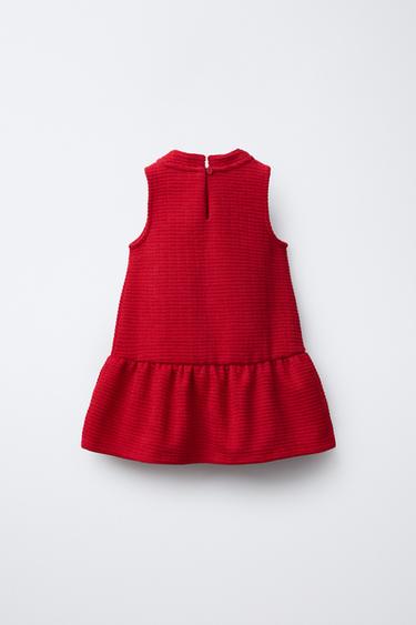 ROBE TEXTURÉE AVEC NŒUDS CONTRASTÉS - Rouge de Zara - Image 1