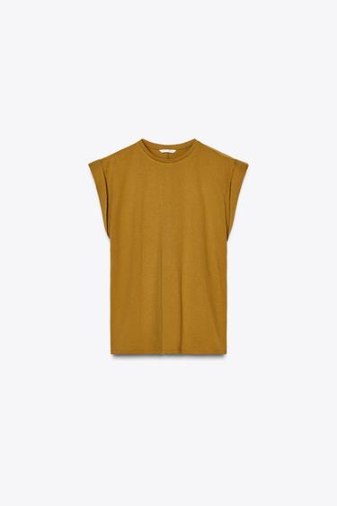 T-SHIRT RUSTIQUE MANCHES TOMBANTES - Vert huile de Zara