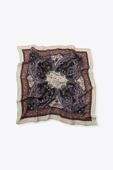 PRINTED SCARF WITH SILK - Mauve by Zara