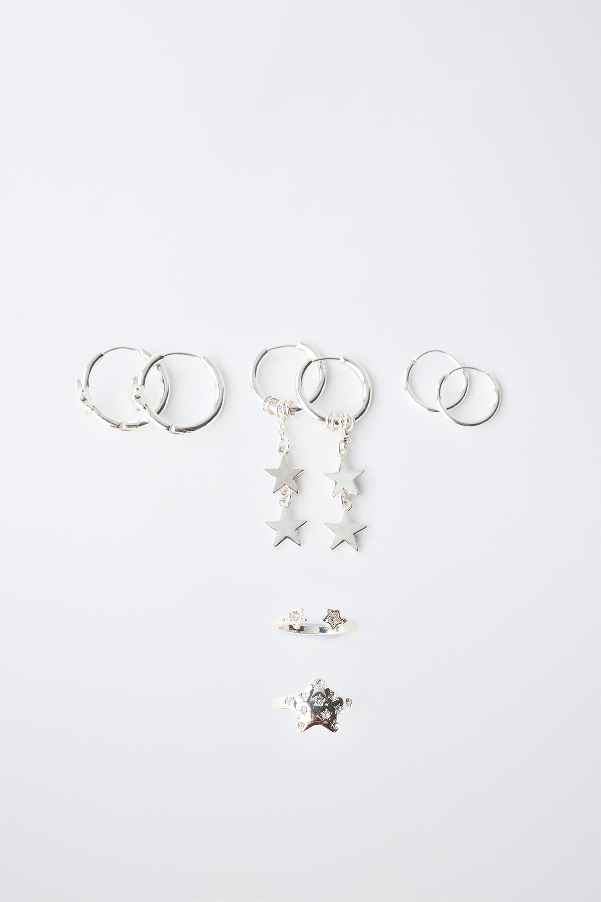 Детские аксессуары Zara STAR HOOP EARRINGS AND RING SET — фото 4
