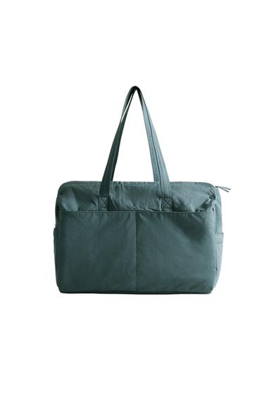 LEAF PRINT COTTON MATERNITY BAG - Blue by Zara