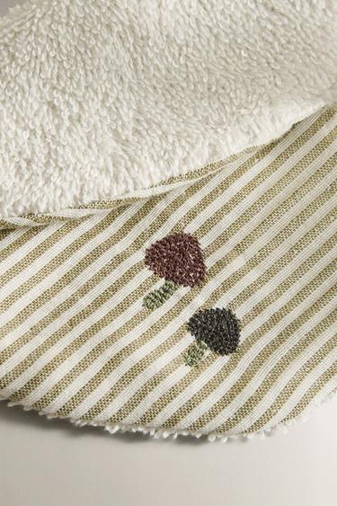 STRIPED MUSLIN BABY BIB - Green / Ecru by Zara - Image 3