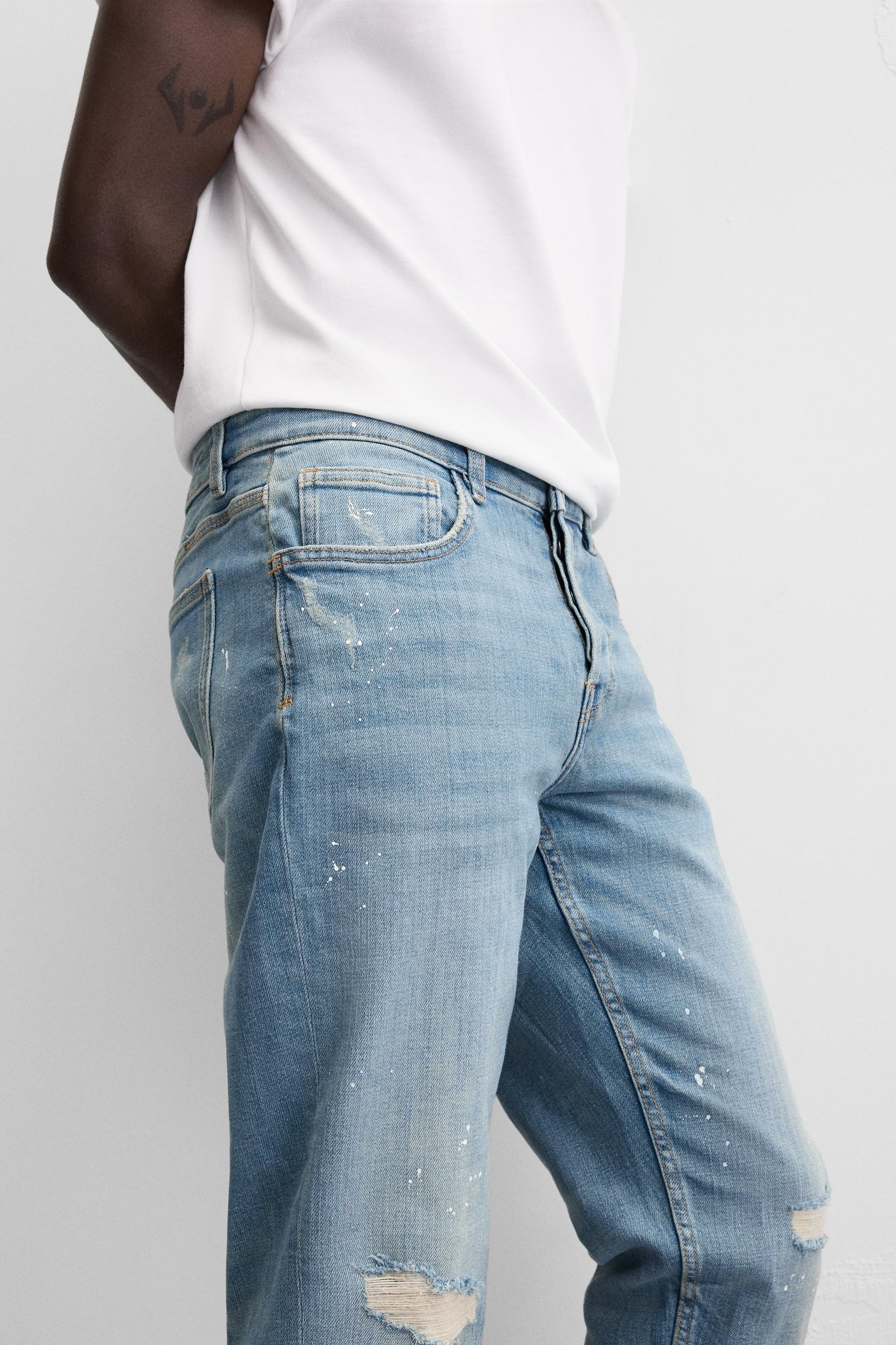 スプラッシュペイント ダメージ スキニーデニムパンツ