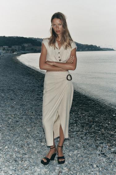 JUPE MI-LONGUE BOUCLE - Beige clair de Zara - Image 2