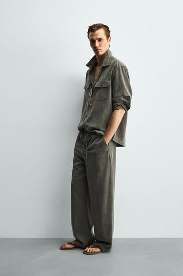 PANTALON FLUIDE COUPE DÉCONTRACTÉE - Kaki foncé de Zara - Image 3