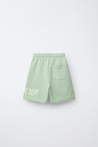 SLOGAN JOGGING BERMUDA SHORTS - Sea green by Zara - Image 1
