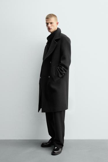 DOUBLE-BREASTED WOOL COAT - Black by Zara
