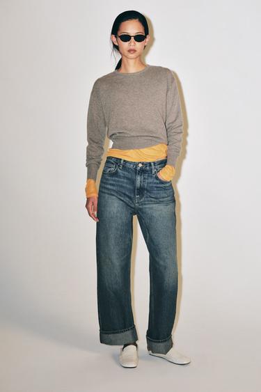 ZW COLLECTION BAGGY-FIT-JEANS MIT MITTELHOHEM BUND - Blau von Zara