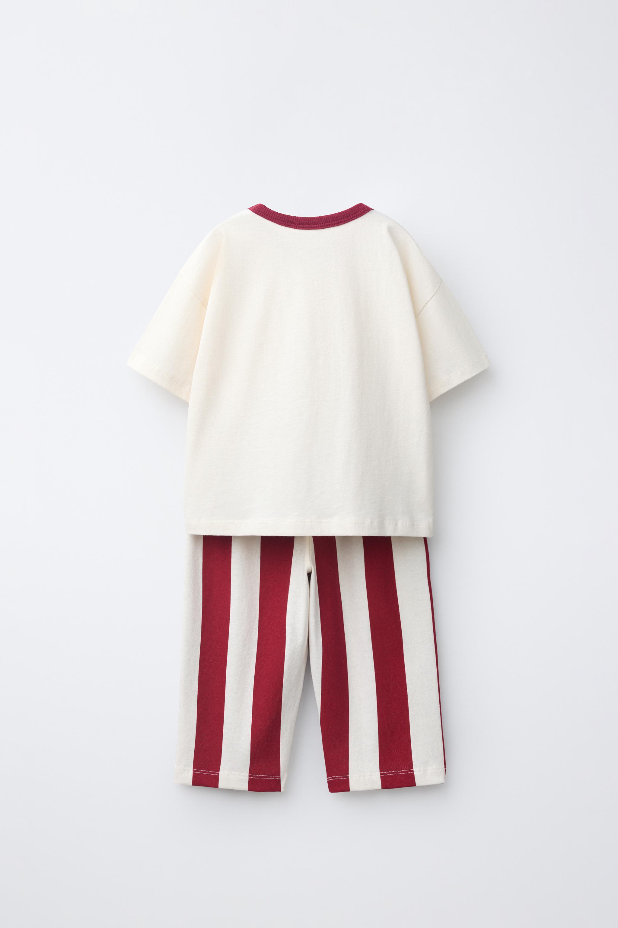 ストライプ柄Tシャツ＆ジョガーパンツセット - ブルー | ZARA Japan / 日本