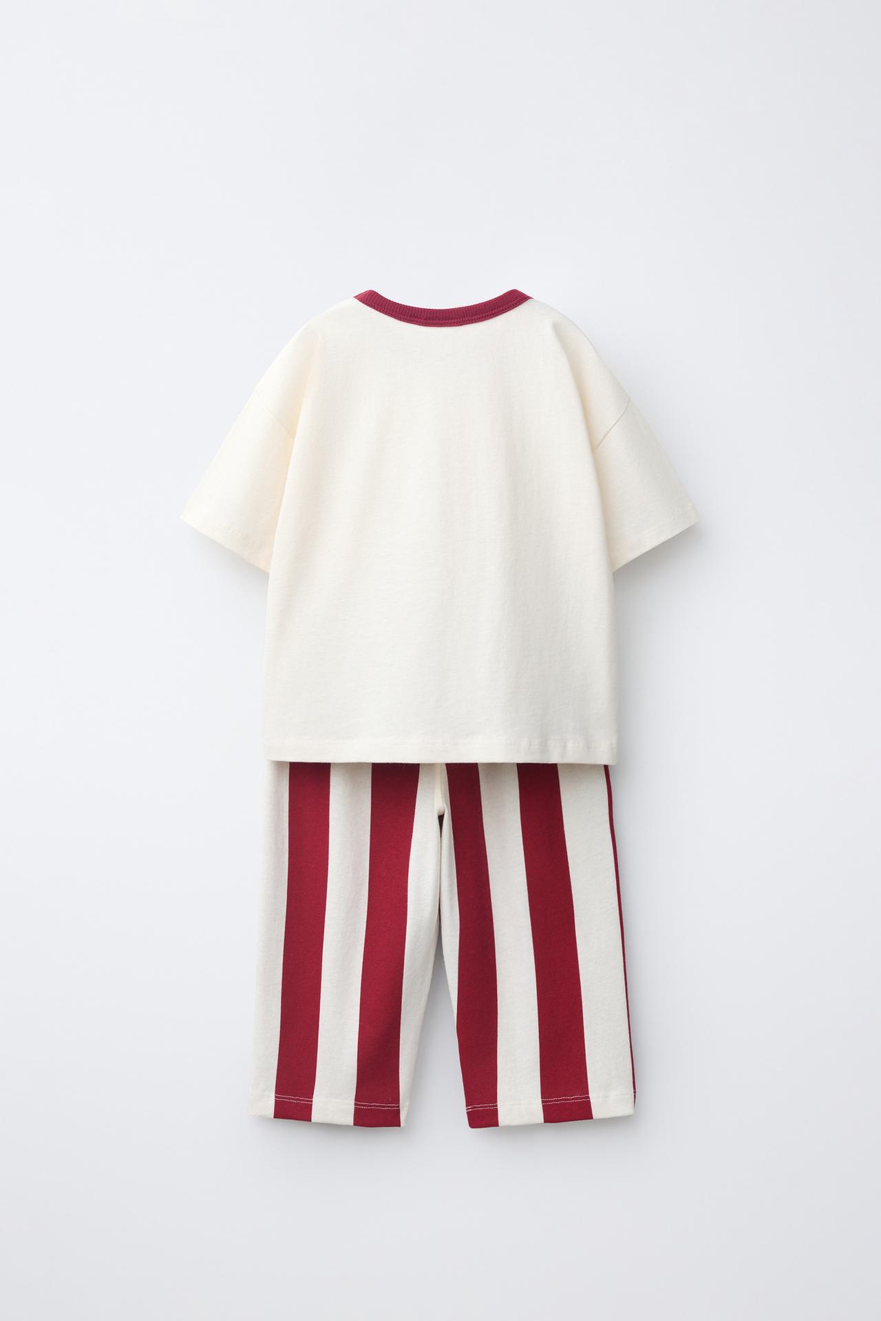 STRIPED T-SHIRT AND JOGGER SET — Red