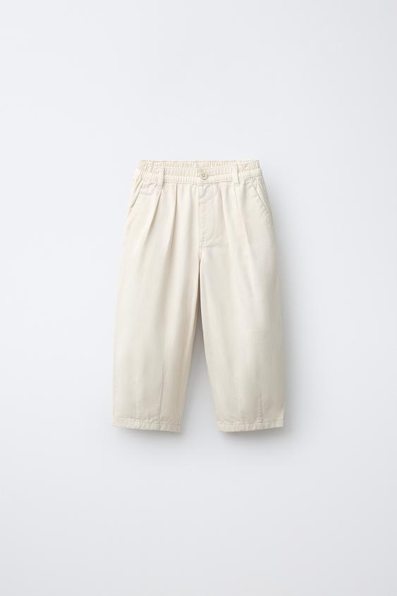 FRUIT OF THE LOOM™ BALLOON DARTED TROUSERS - Ecru by Zara - Image 0