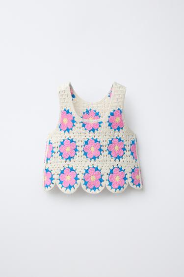 TOP EN CROCHET À FLEURS - Rose de Zara - Image 1
