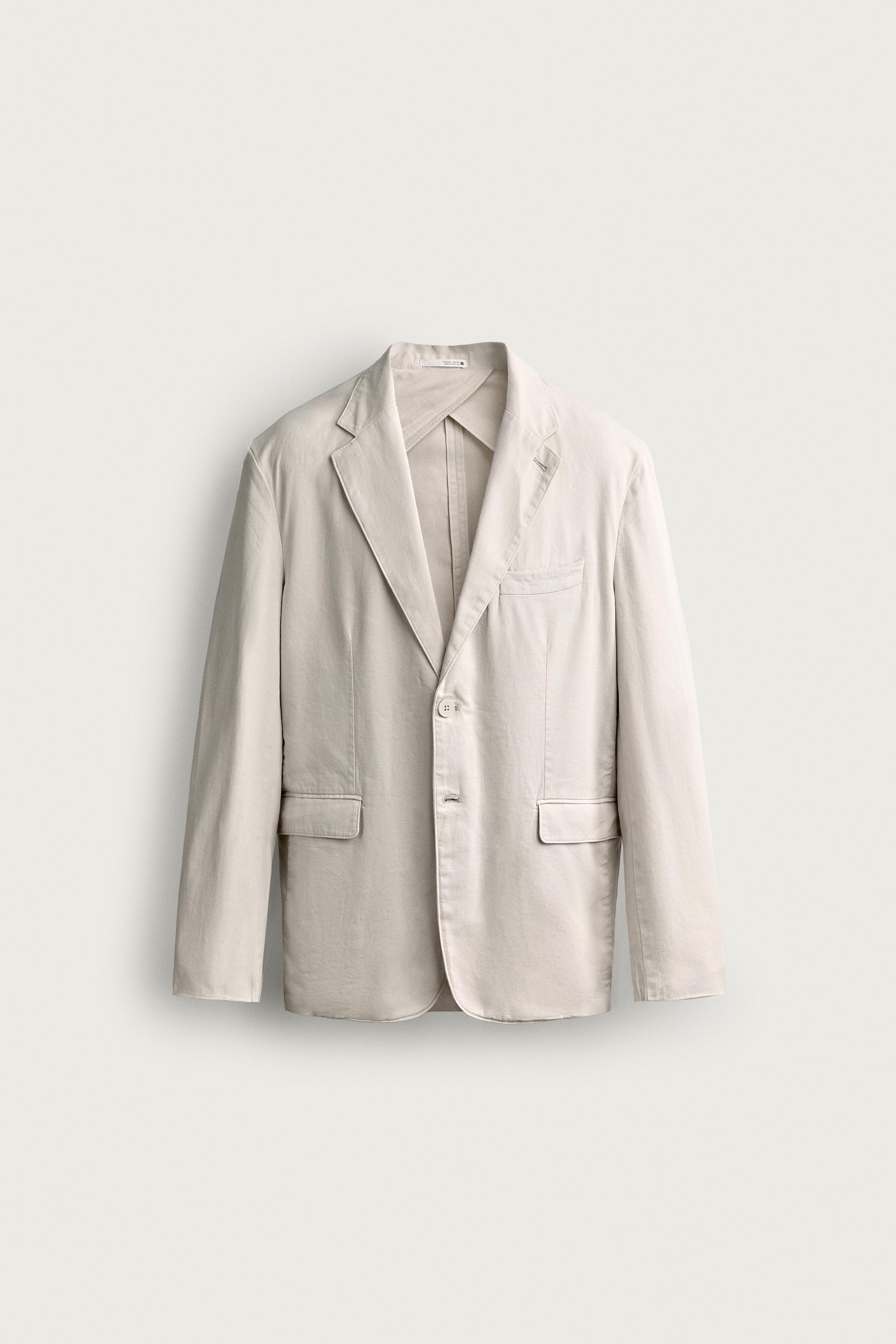 WASHED EFFECT RELAXED FIT BLAZER — Stone