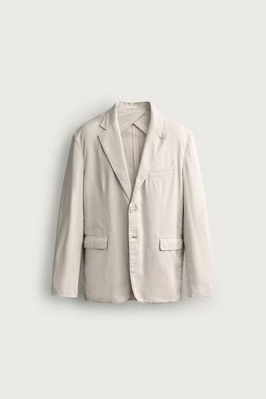 КОСТЮМНЫЙ БЛЕЙЗЕР RELAXED FIT С ЭФФЕКТОМ СТИРКИ — КАМЕННО-СЕРЫЙ от Zara