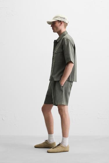 WASHED RELAXED FIT BERMUDA SHORTS - GREENISH by Zara - Image 3