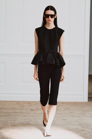 ZW COLLECTION SLEEVELESS PEPLUM TOP - Black by Zara