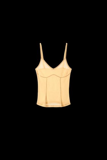 VEST TOP WITH TOPSTITCHING - Yellow by Zara