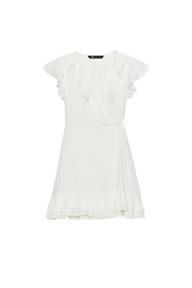 RUFFLED MINI DRESS - White by Zara