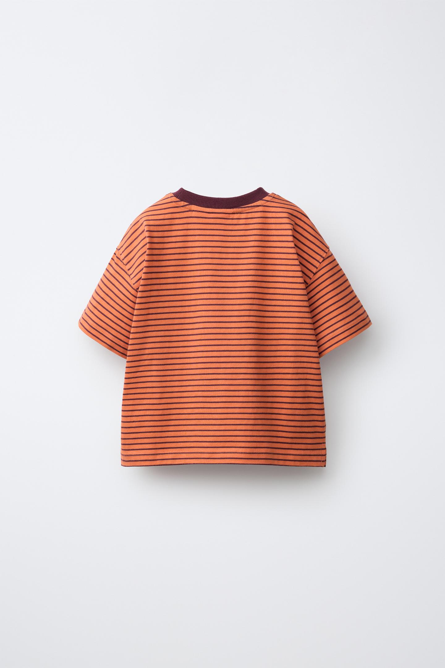 Детская футболка Zara Striped, цвет: Оранжевый — фото 2