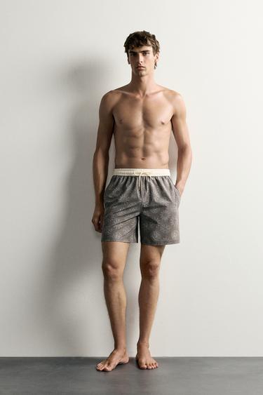 BADEHOSE MIT LANGEM SCHNITT UND KONTRASTBUND - Braun von Zara - Bild 0