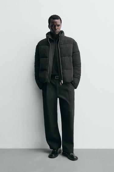 CORDUROY PUFFER JACKET - Black by Zara