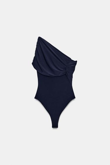 ASYMMETRIC GATHERED BODYSUIT - Blue by Zara - Image 4