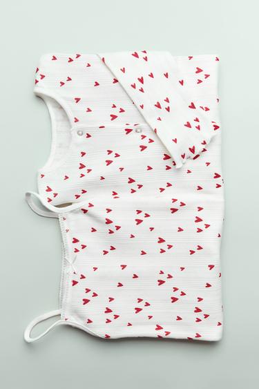 AGES 6-14/ HEART PRINT NIGHTDRESS AND JACKET SET - Ecru by Zara