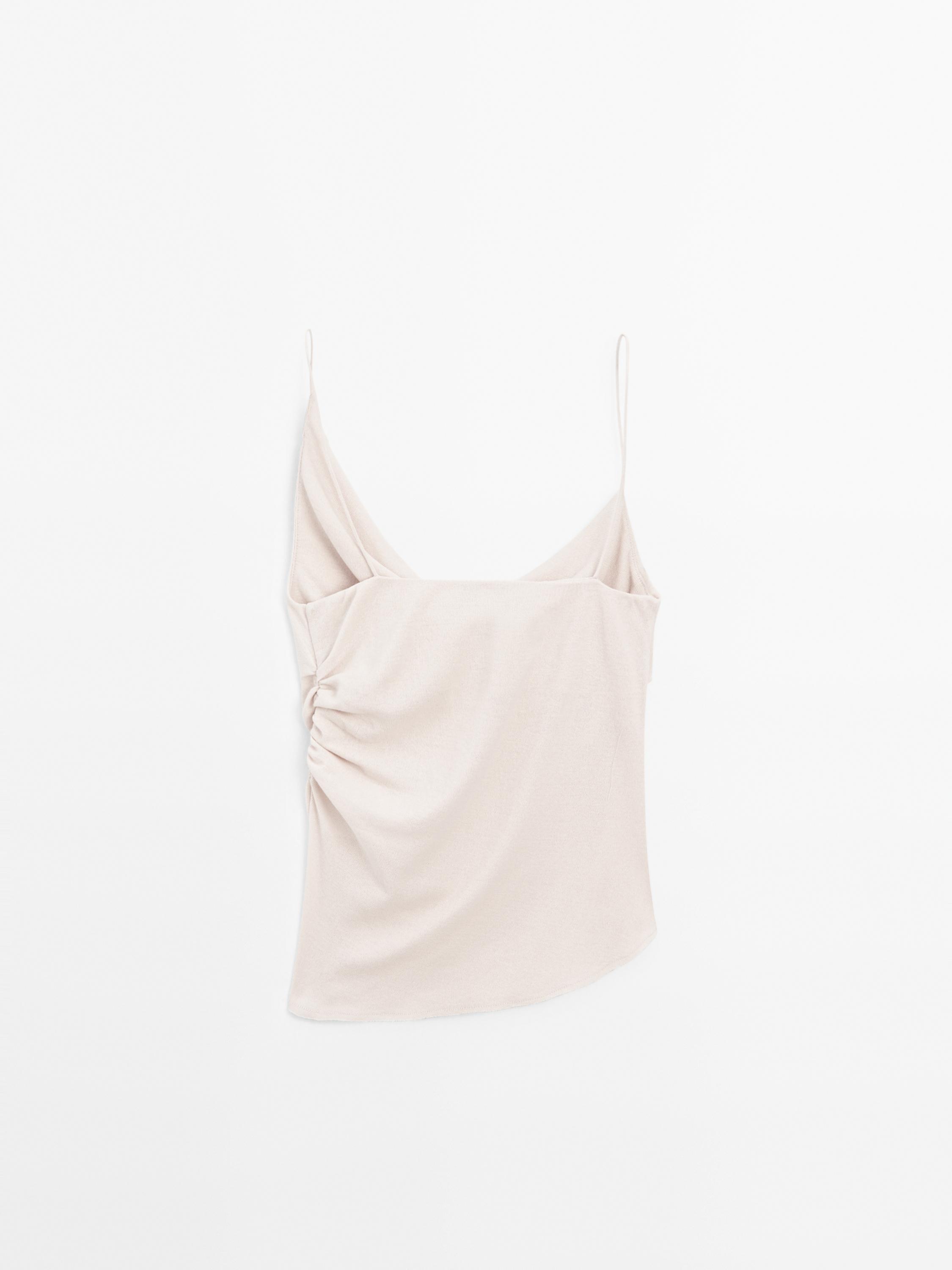 100% cotton top with asymmetric neckline