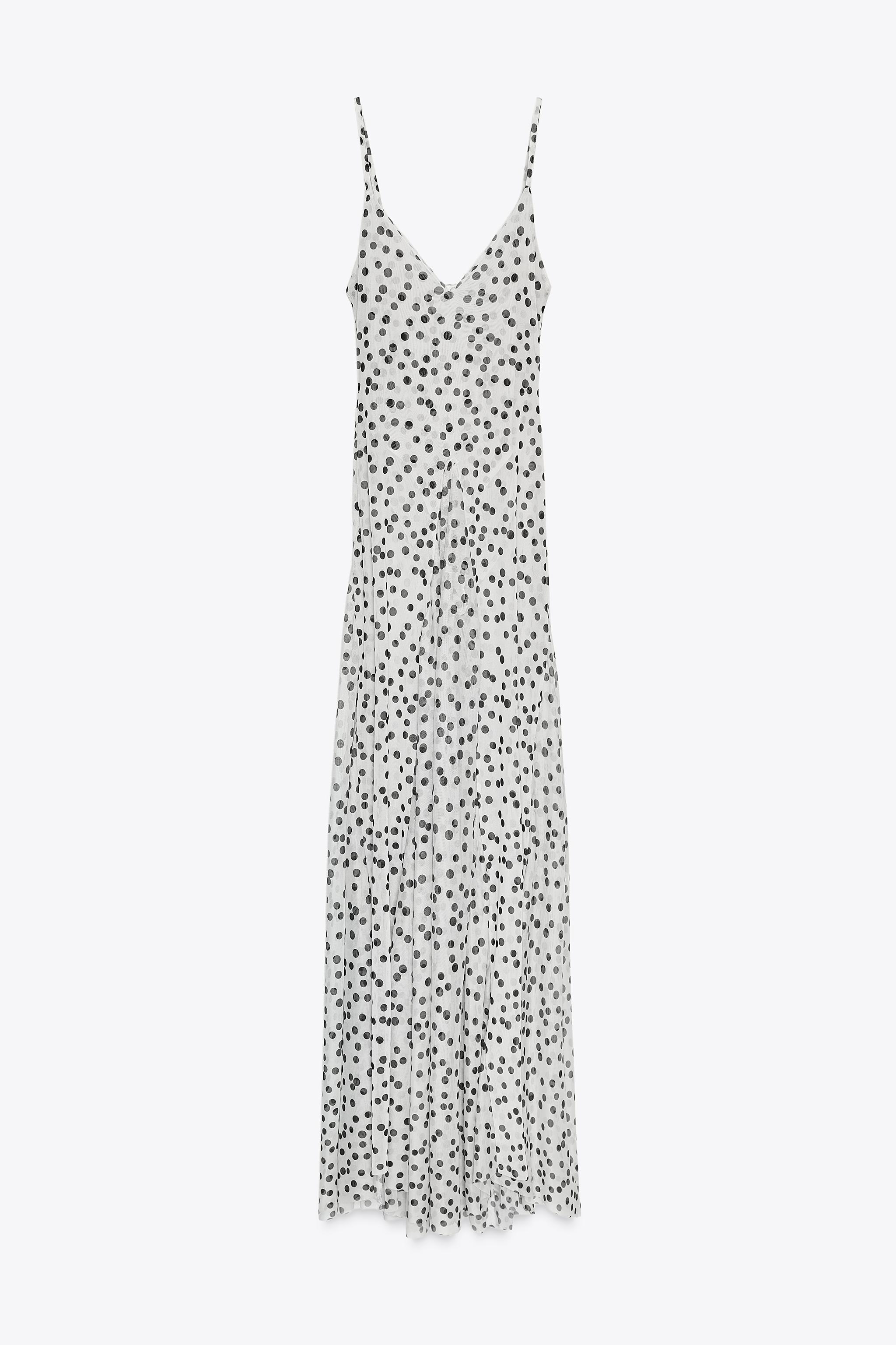 ZARA ドット柄ロングワンピース 5039/226 POLKA DOT MAXI DRESS - Black / White | ZARA United States
