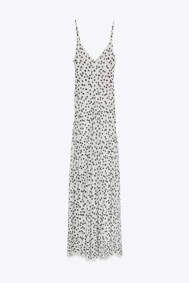 ROBE LONGUE À POIS - Blanc / Noir de Zara - Image 5