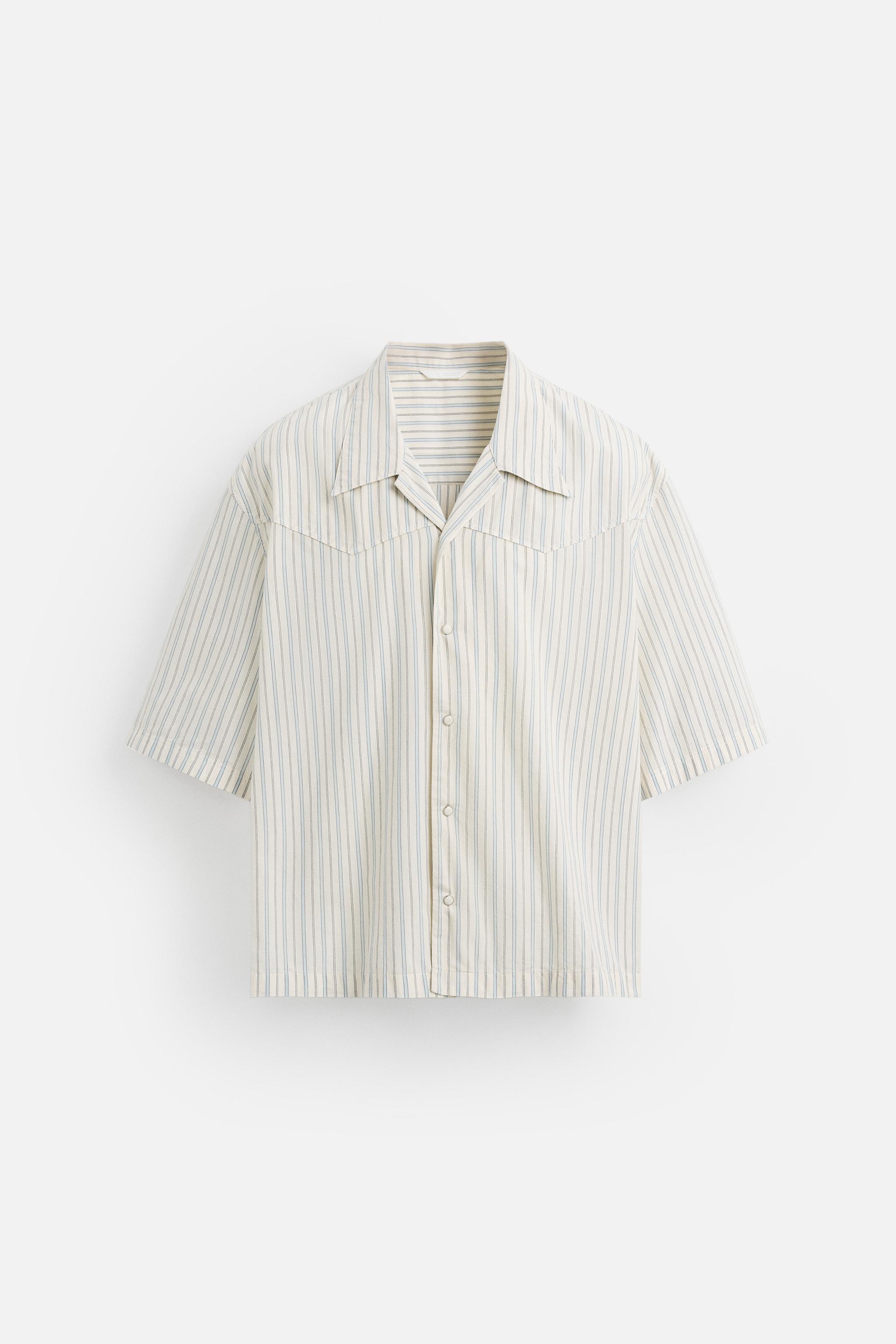 ストライプ柄刺繍シャツ - エクリュ | ZARA Japan / 日本