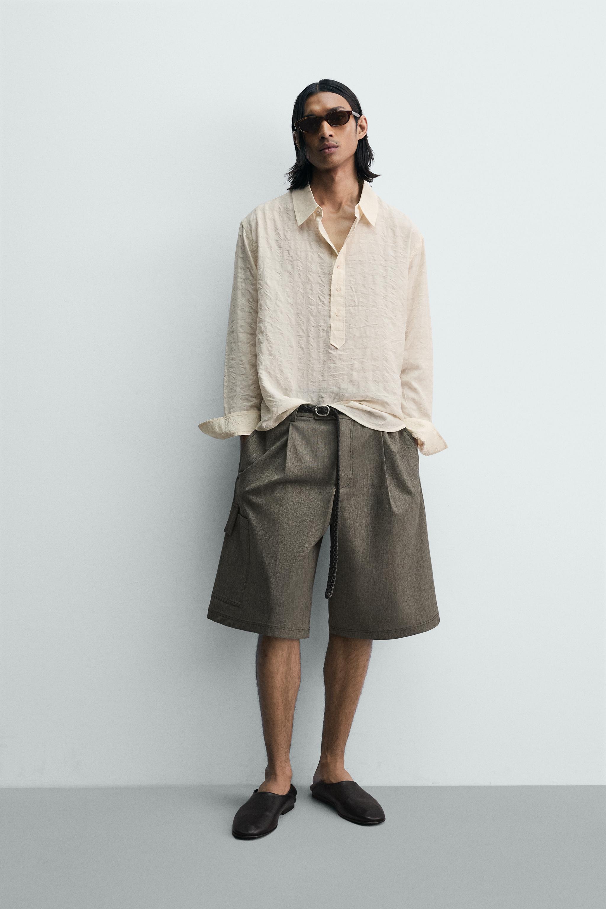 CHEMISE POLO JACQUARD CARREAUX EFFET FROISSÉ
