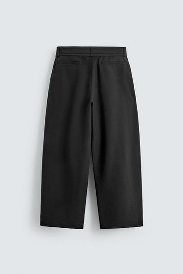 BALLOON FIT TROUSERS WITH PLEATS AND BELT - Black by Zara - Image 7