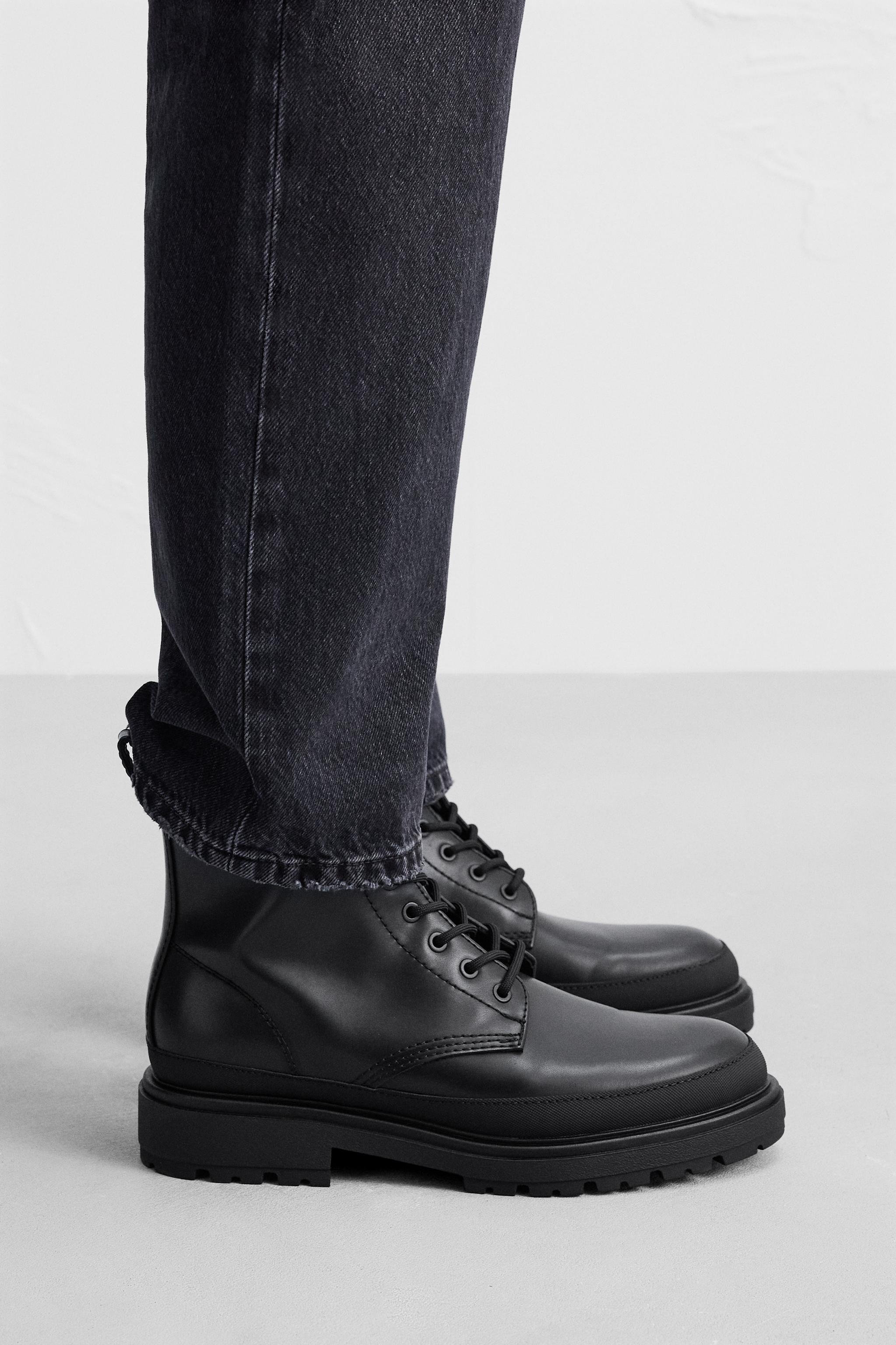 LACE-UP BOOTS WITH TRACK SOLE Black ZARA India - Main Image