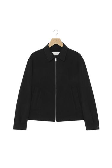 Zara ORIGINS WOOL ZIPPERED JACKET - Black