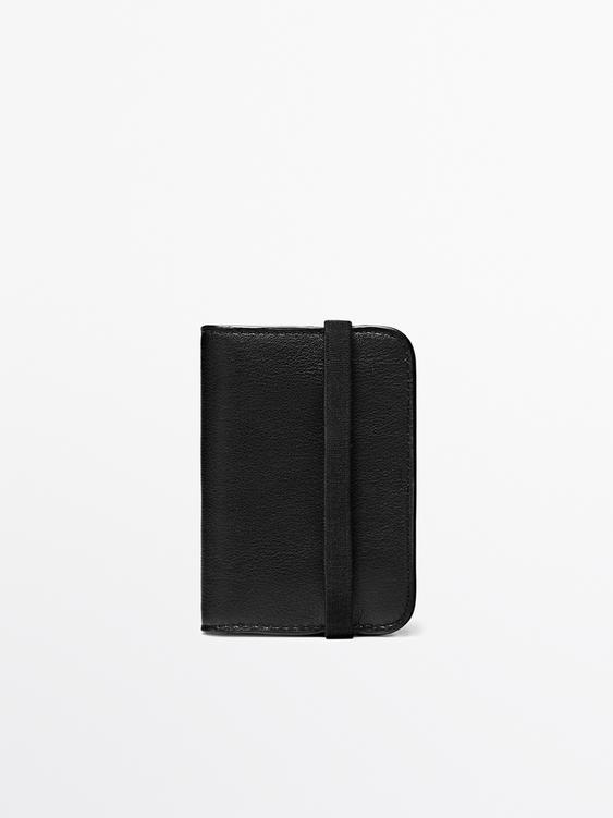 Zara Nappa leather card holder with flap - Black - Image 0