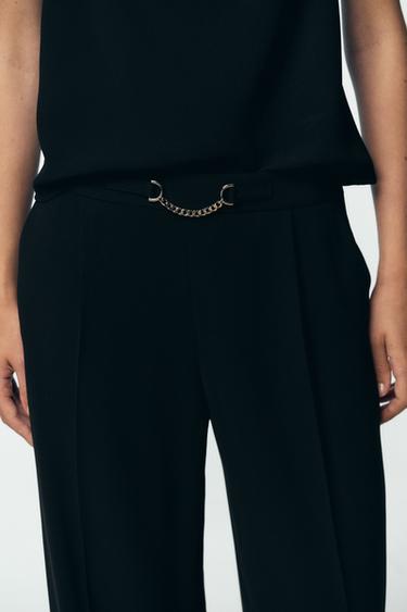 PANTALON LARGE CHAÎNE - Noir de Zara - Image 2