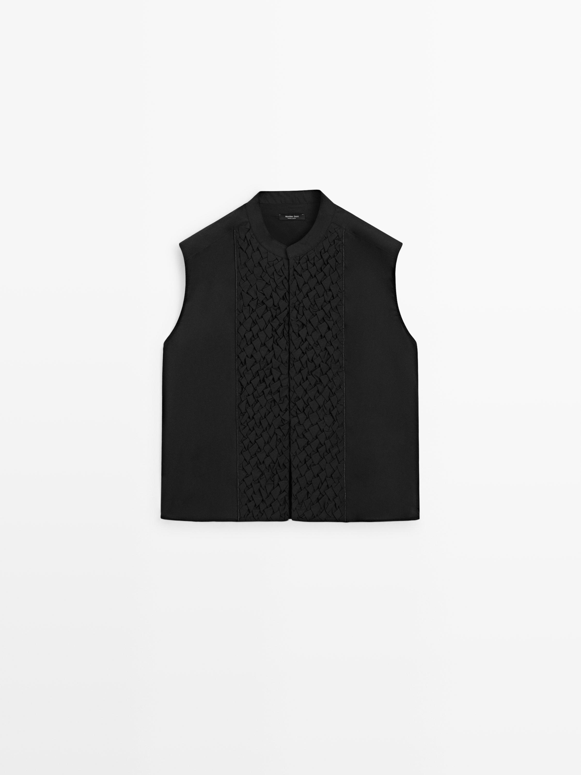 Veste sans manches en coton à plastron