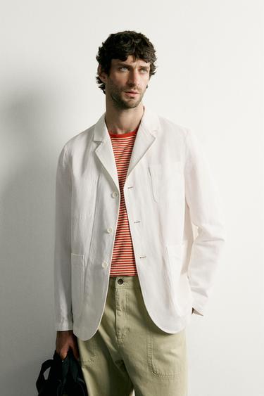 Zara REGULAR FIT POCKET OVERSHIRT - White