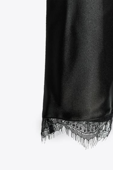SATIN MIDI LACE SKIRT - Black by Zara - Image 6