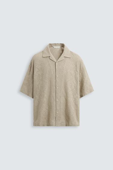 CAMISA JACQUARD GEOMÉTRICO - Gris topo de Zara