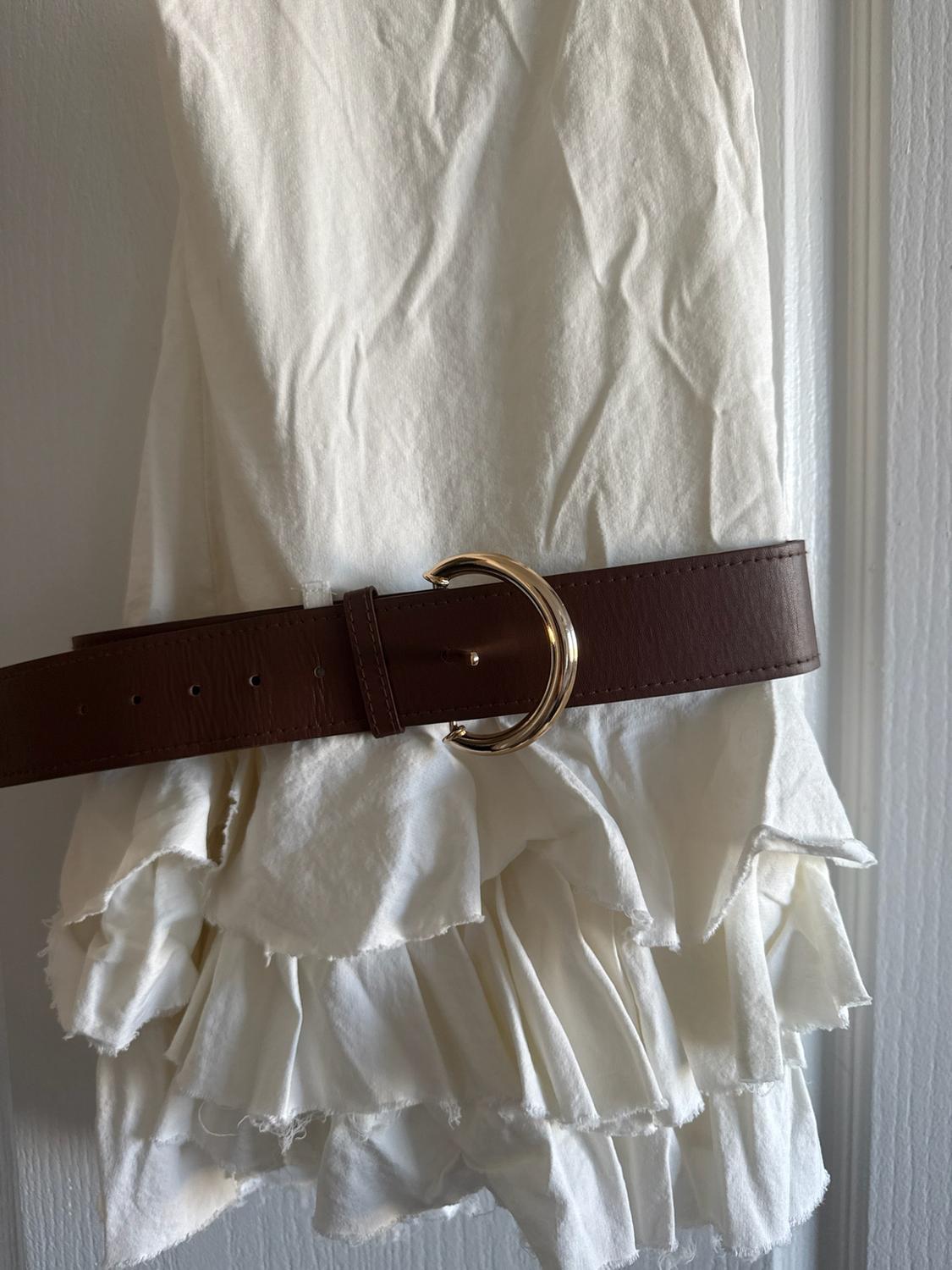 BELTED RUFFLED DRESS - Image 2
