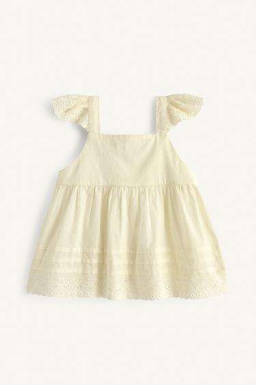 Zara COMBINATION EMBROIDERED BLOUSE LIMITED EDITION - Ecru / Beige