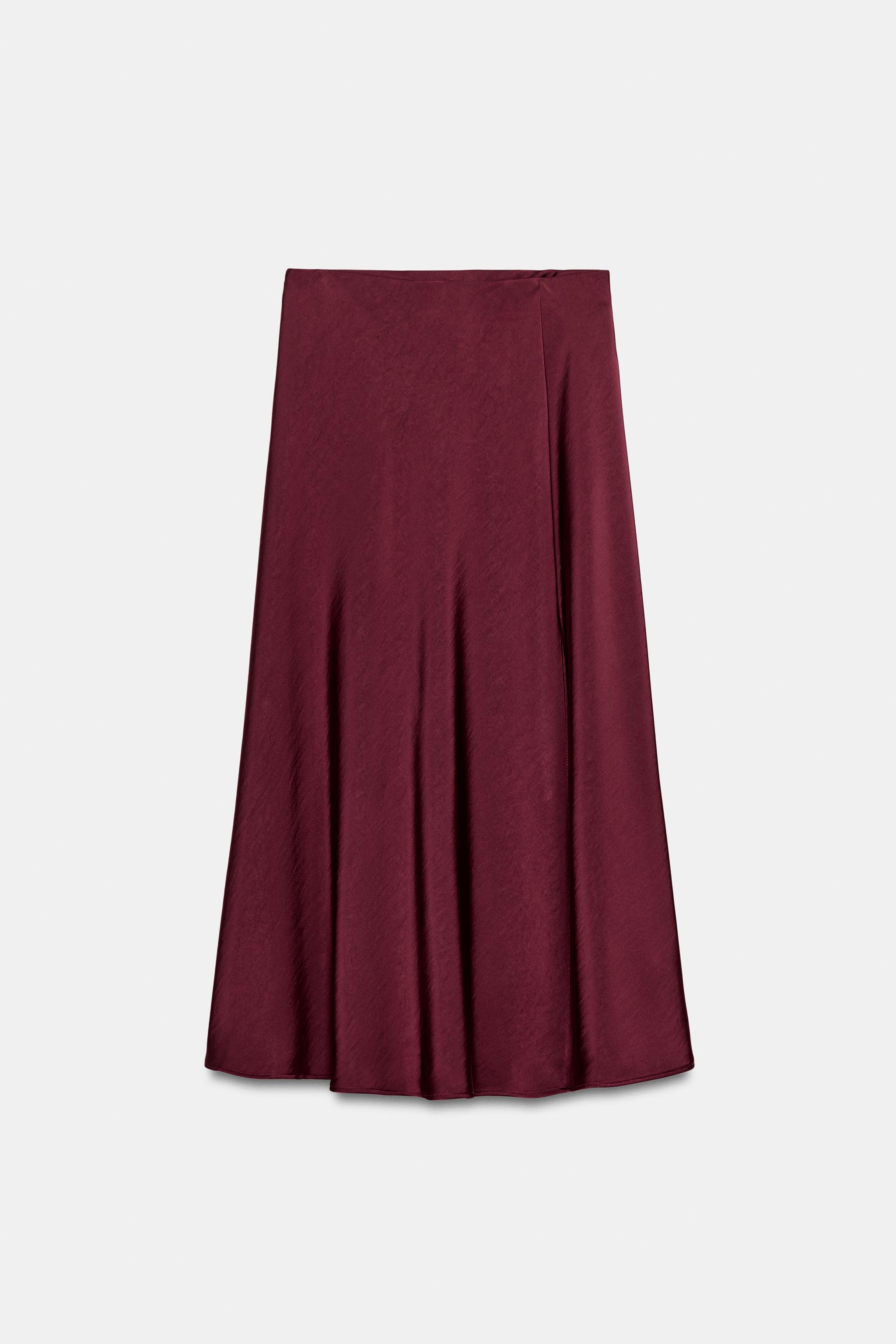 Женские юбки Zara SATIN WRAP MIDI SKIRT — фото 8