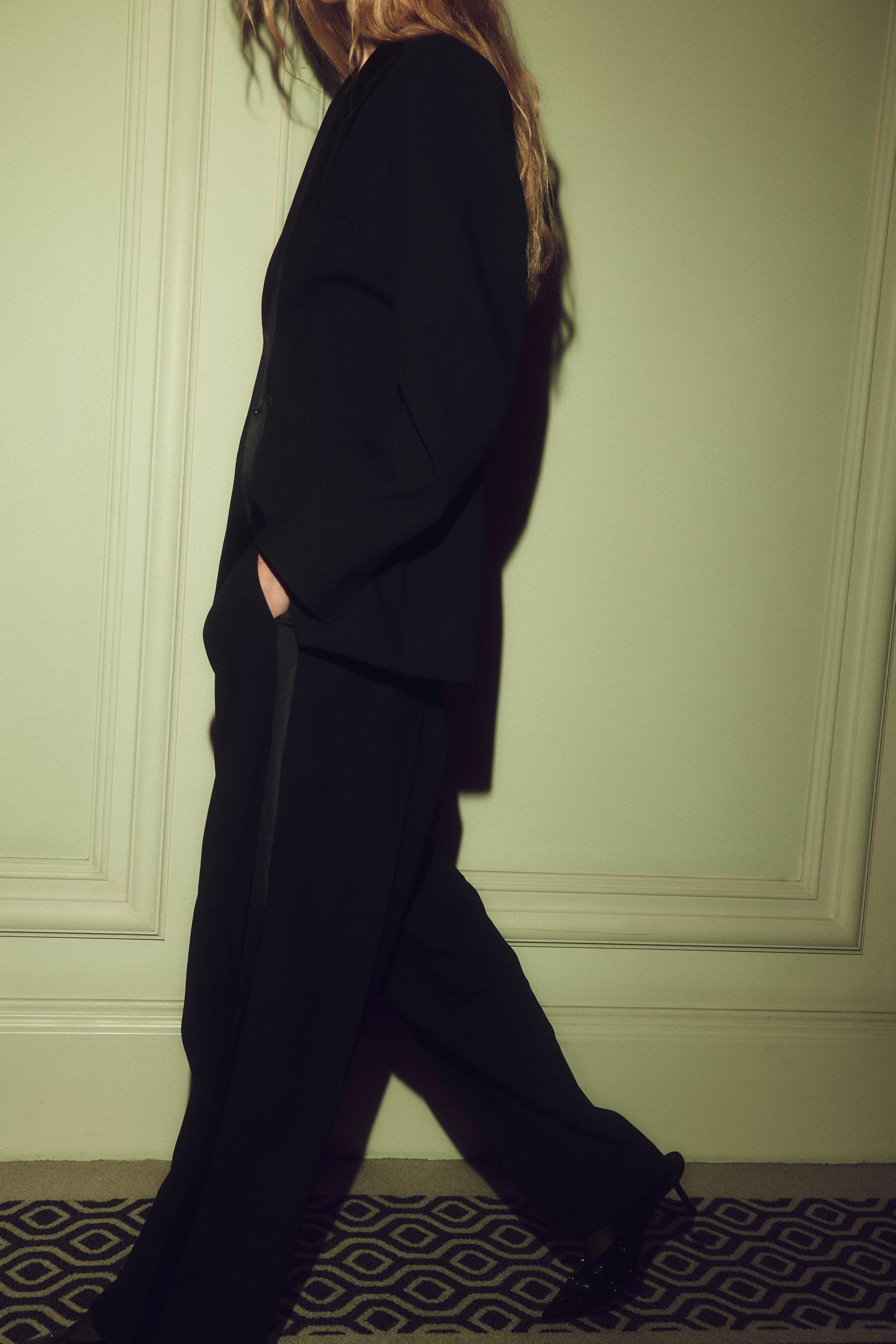 SIDE SATIN EFFECT STRIPE PANTS - Black | ZARA United States
