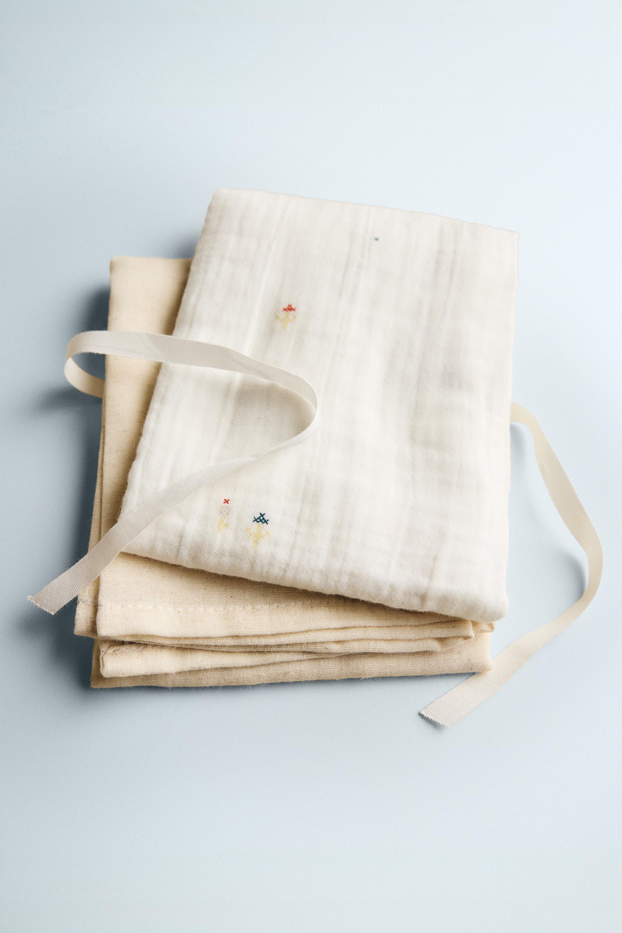 Zara EMBROIDERED BABY MUSLIN CLOTHS (PACK OF 2) — фото 6