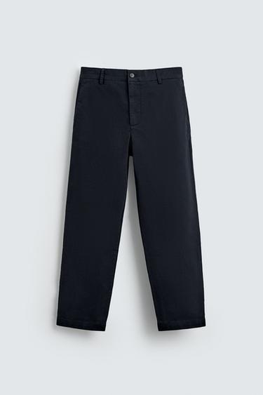 CALÇA CHINO RELAXED FIT - Azul-marinho da Zara