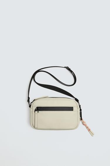 Zara RUBBERIZED CROSSBODY BAG - Bone White
