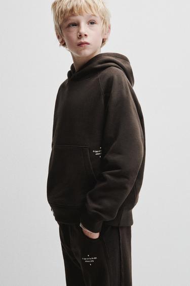 סווטשירט קפוצ'ון משולב - חום של Zara