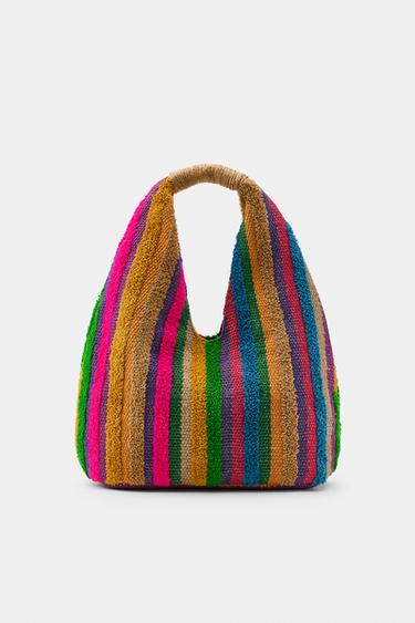 100% JUTE STRIPED BAG - Multicoloured by Zara